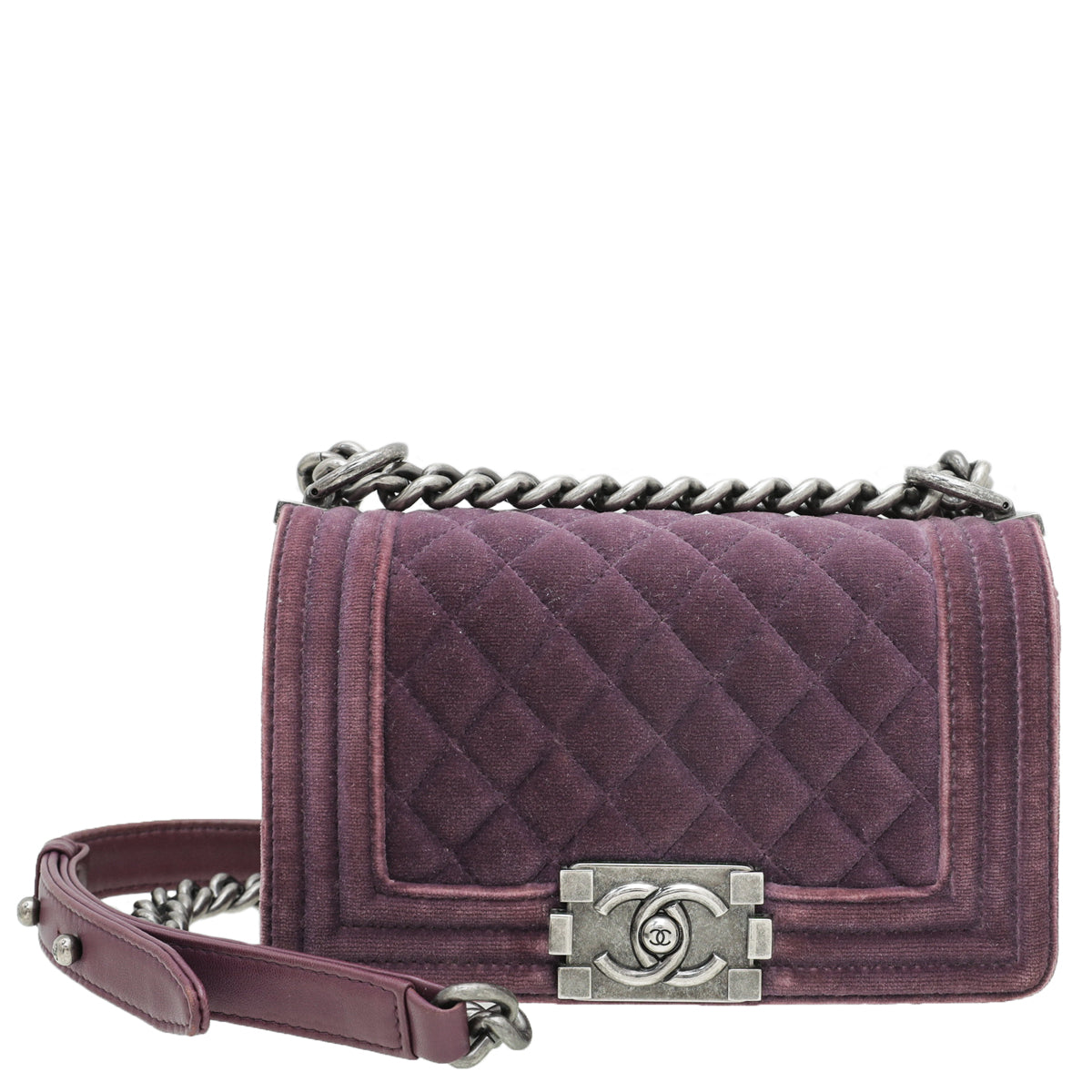 Chanel Purple Velvet Le Boy Small Flap Bag