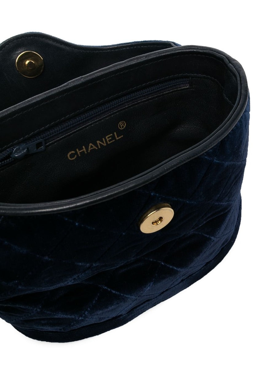 Navy Velvet Crossbody Binocular Bag