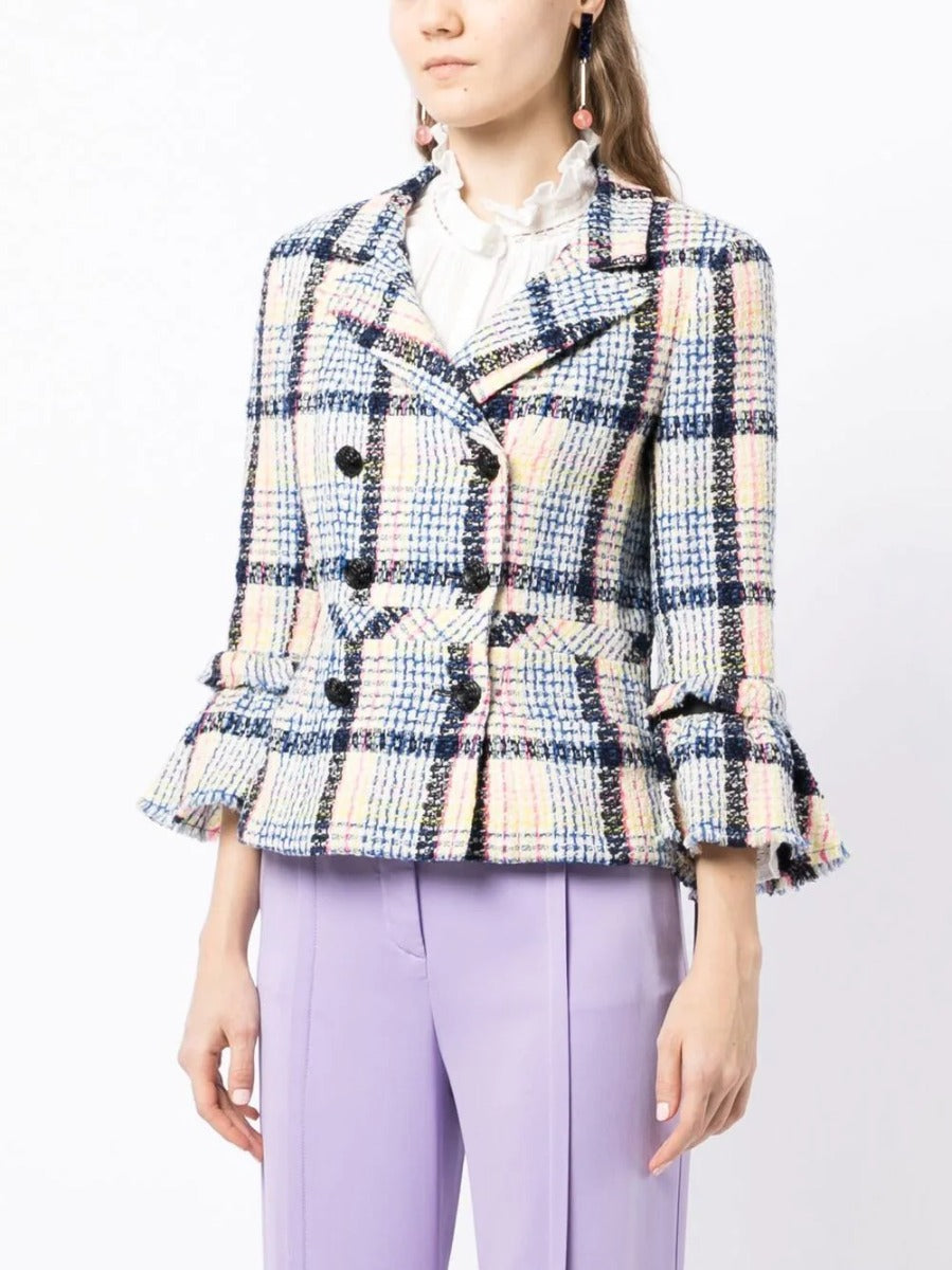 Ribbon-Detailed Tweed Jacket