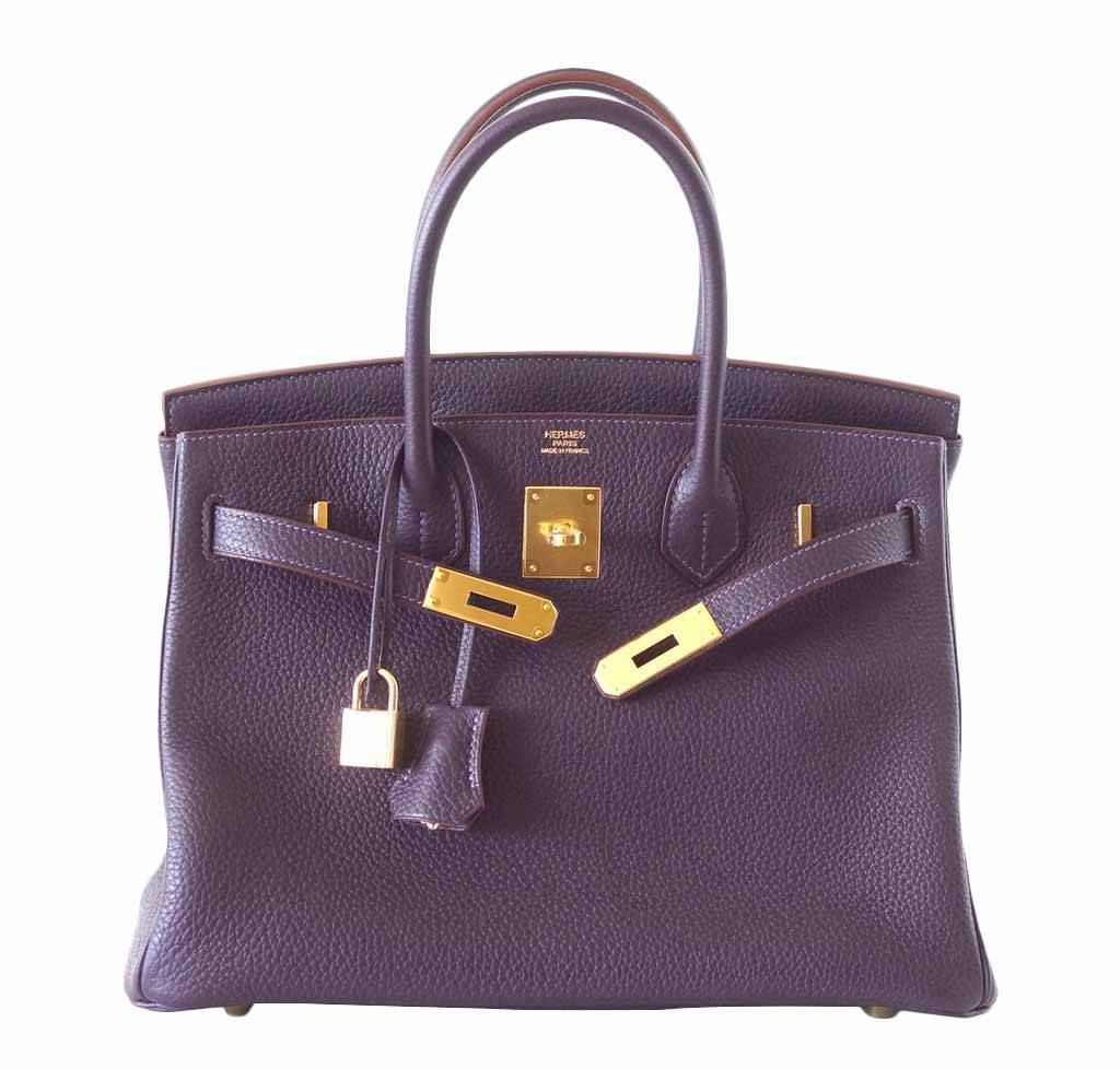 Hermès Birkin 30 Raisin Togo Bag GHW