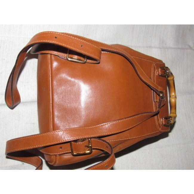 Gucci Vintage Pursesdesigner Purses Caramel Brown Leather Backpack
