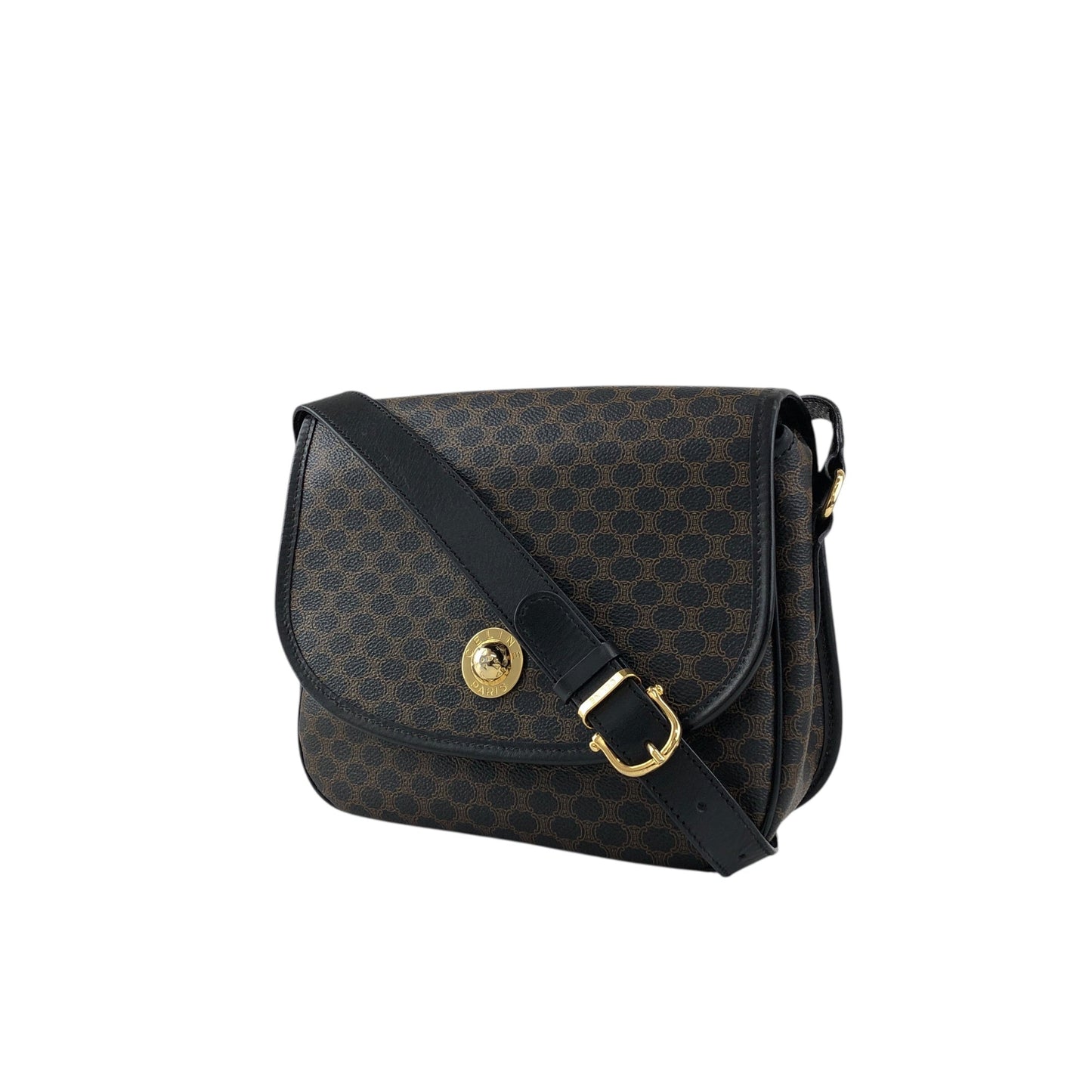 CELINE Macadam Starball Flap Shoulder bag Black Vintage a8awaa
