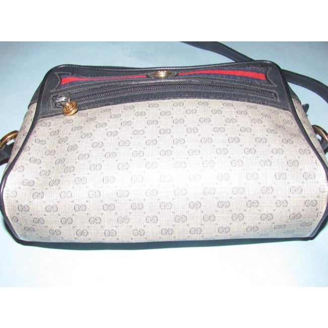Gucci Navy Shoulder Crossbody W Micro G Guccissima Coated Canvas Leather Print Red Blue Stripe