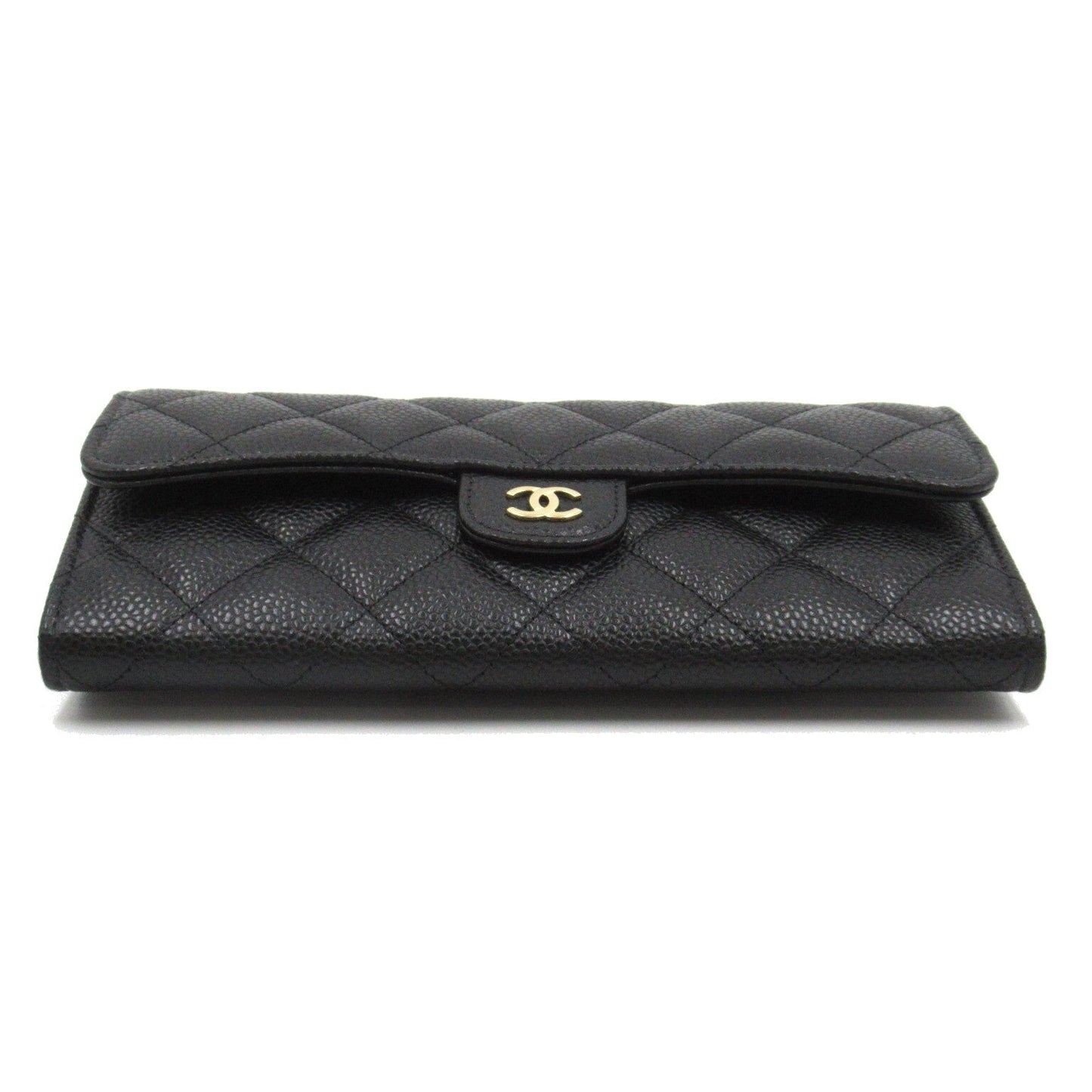 Chanel Zip Long Wallet Double Fold Wallet Caviar S Black AP0241