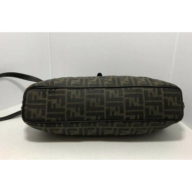 Fendi Shoulder Bag Logo Canvasleather Two Way Satchelshoulder Tobacco Zucco Print Leather And Coated