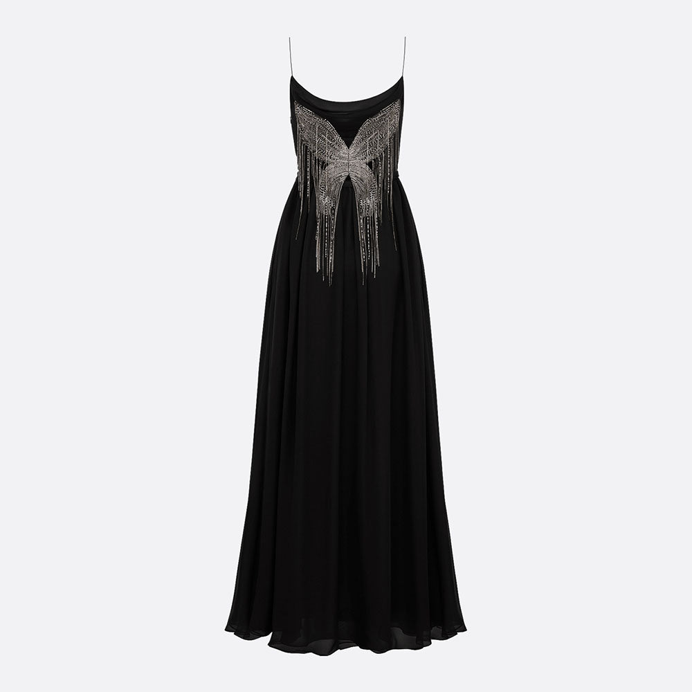 Long Evening Gown with Embroidered Back