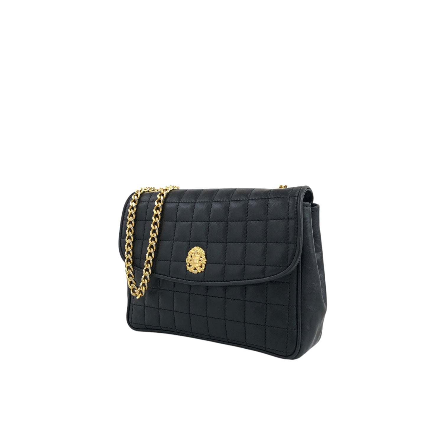 CELINE Emblem Chain Shoulder bag Black Vintage 3nk43u