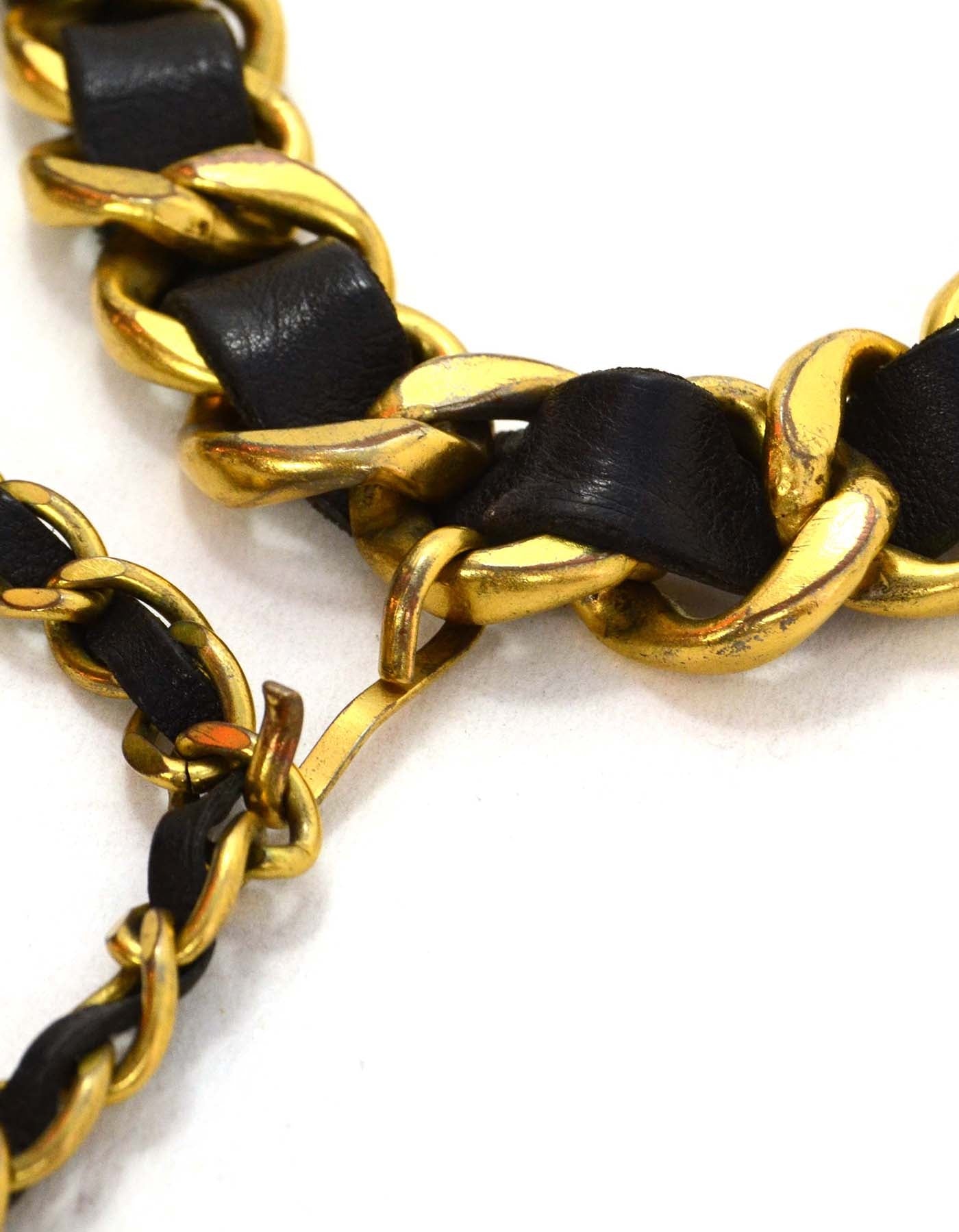 Chanel Vintage 93 Leather Woven Chain Link Belt sz 75