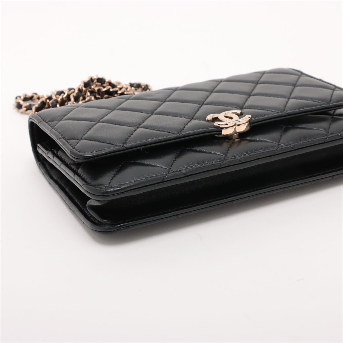 Chanel Lambskin Chain Wallet Top Handle Black G