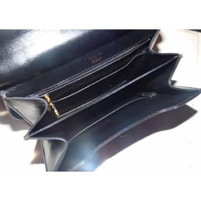 Gucci Black Leather Kelly Style W Bold Gold Hardware, Shoulder Bag