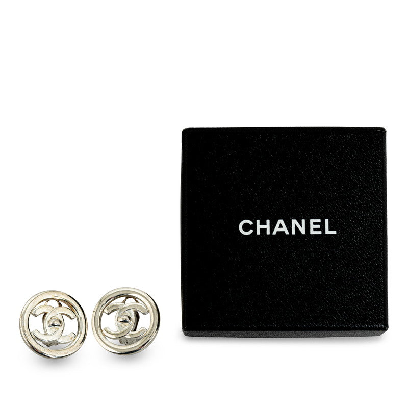 Chanel Vintage Cocomark Whiteboard Rock Earring Silver Metal Chanel