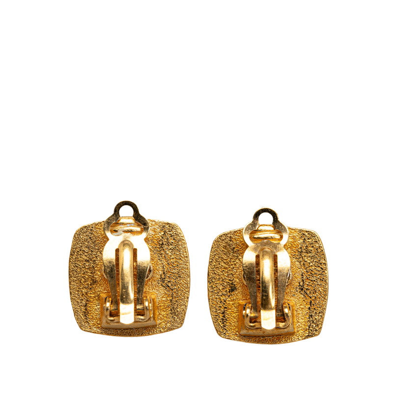 Chanel Vintage Coco Square Earring Gold Black Chanel