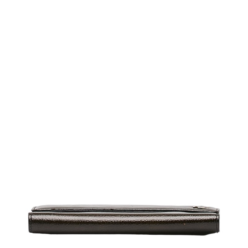 Chanel Cocomark Three Folded Wallet Metal Curry Patent Leather CHANEL