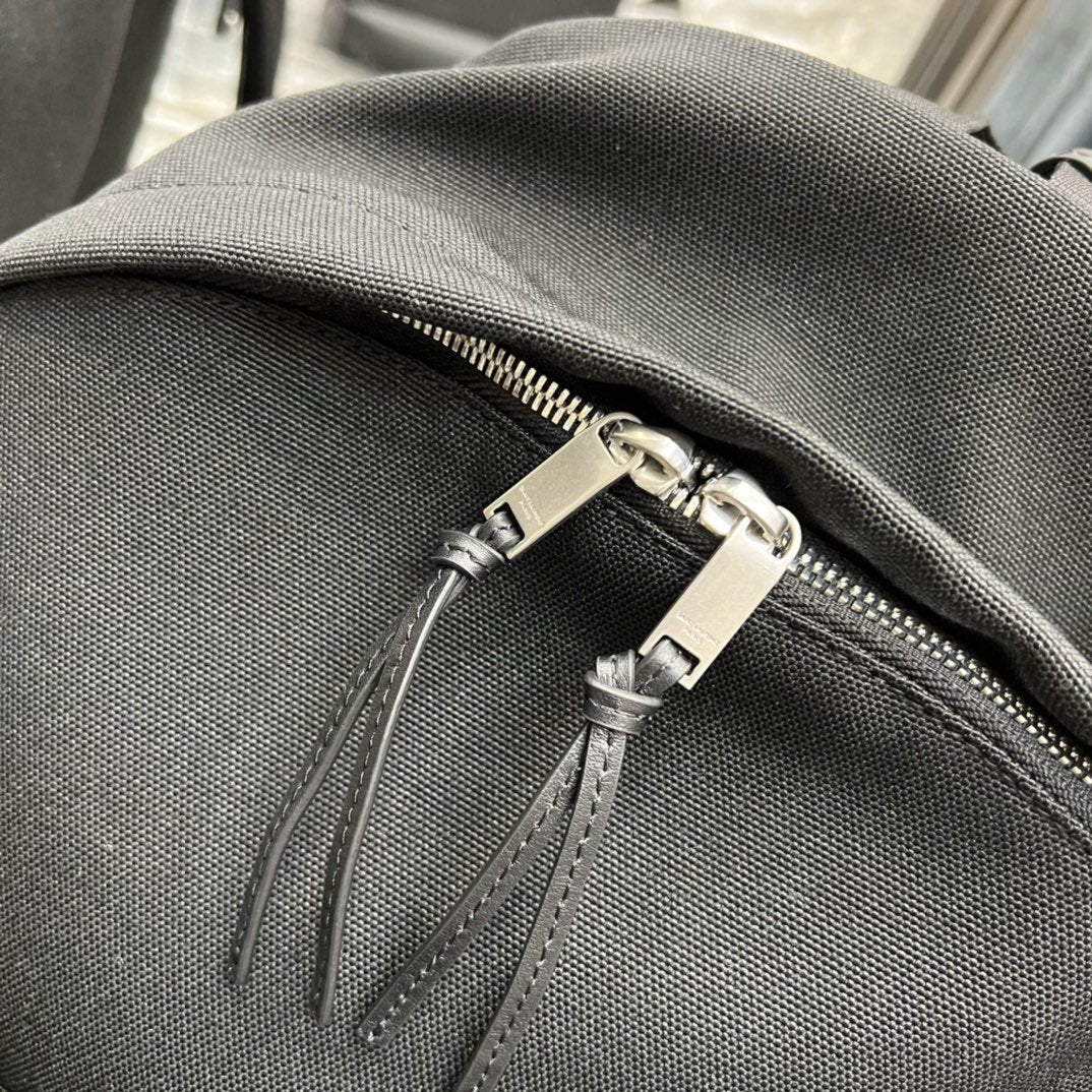 Yves Saint Laurent City Backpack In Canvas Unisex 15in/38cm Black