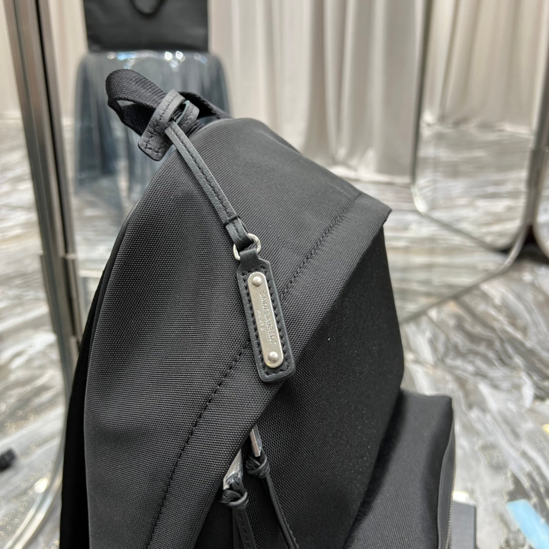 Yves Saint Laurent City Backpack In Canvas Unisex 13.8in/35cm Black
