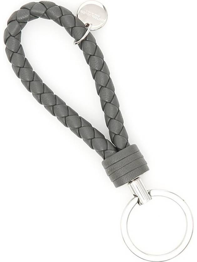 Luxury Bottega Veneta Intrecciato Leather Key Holder Grey