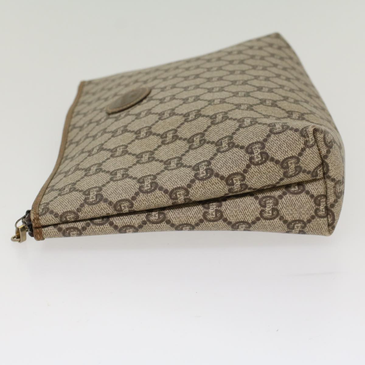 GUCCI GG Plus Canvas Clutch Bag PVC Leather Beige ep1228