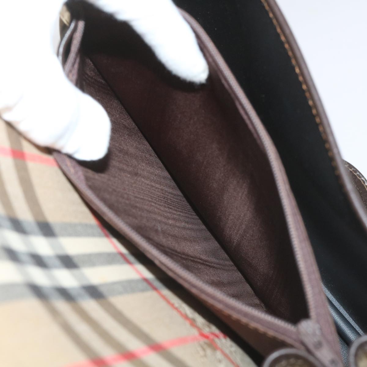 BURBERRYSs Nova Check Shoulder Bag Canvas Beige Auth ep3556