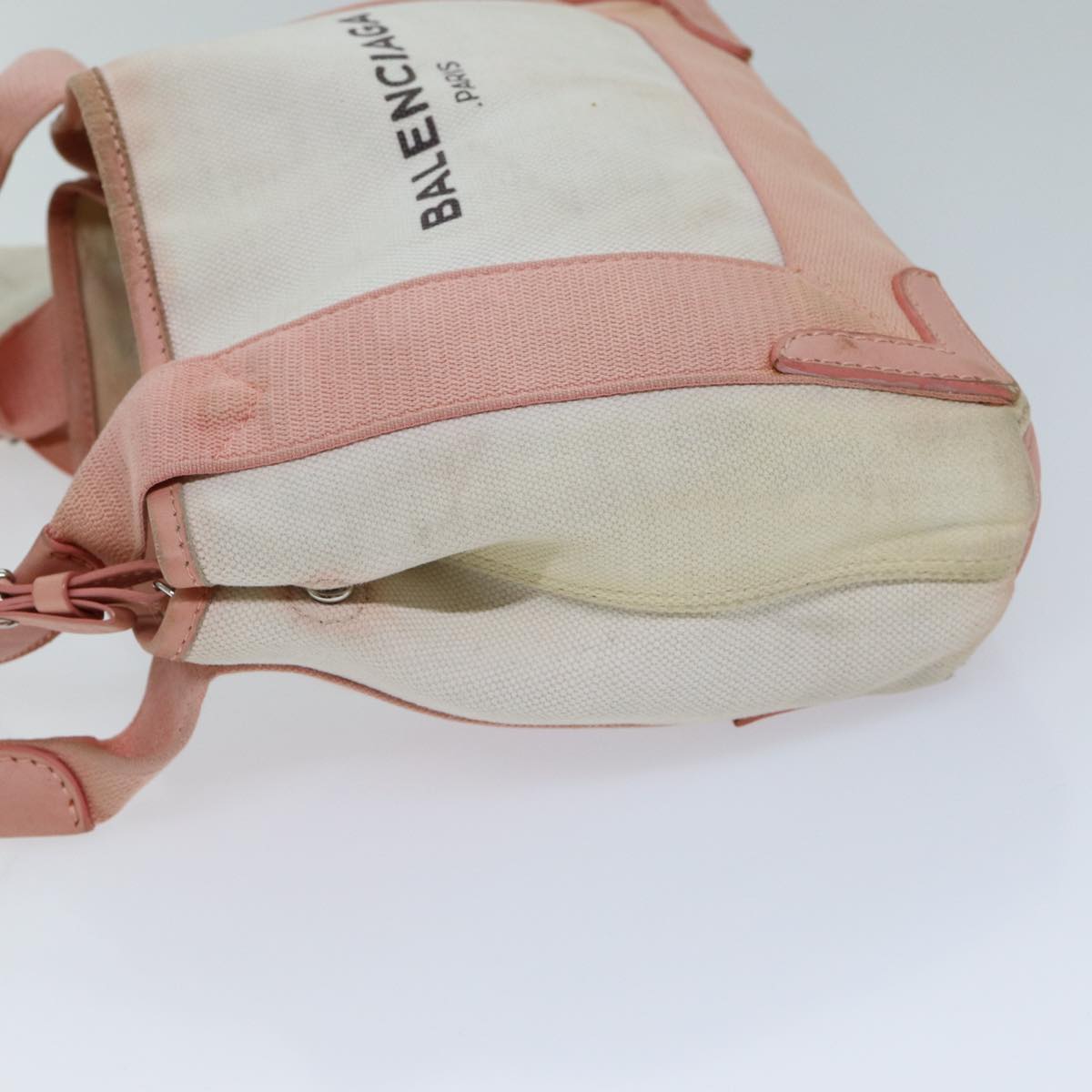 Balenciaga Navy Cabas XS Hand Bag Canvas Pink Auth ep4480