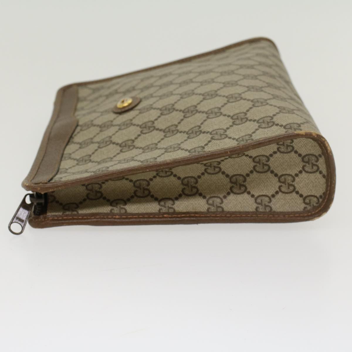 GUCCI GG Canvas Clutch Bag PVC Leather Beige ep898