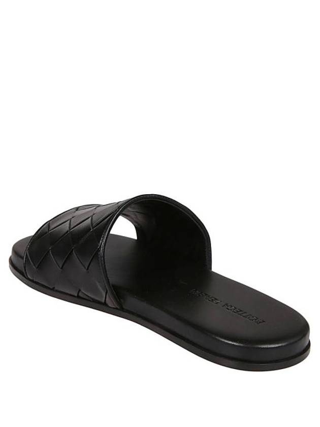 Luxury Bottega Veneta Intrecciato Leather Slippers Black