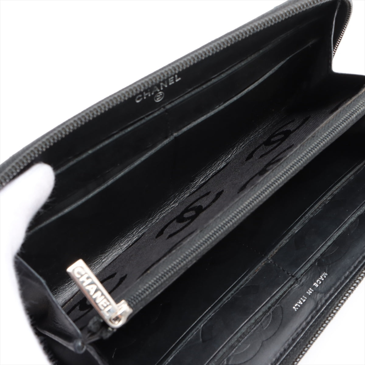Chanel Combon Line in Round Wallet Black Silver 13th Series Seal Coloring
