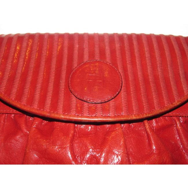 Fendi Vintage Envelope Pursesdesigner Purses Red Lacquered Or Patent Leather And Supple Red Leather
