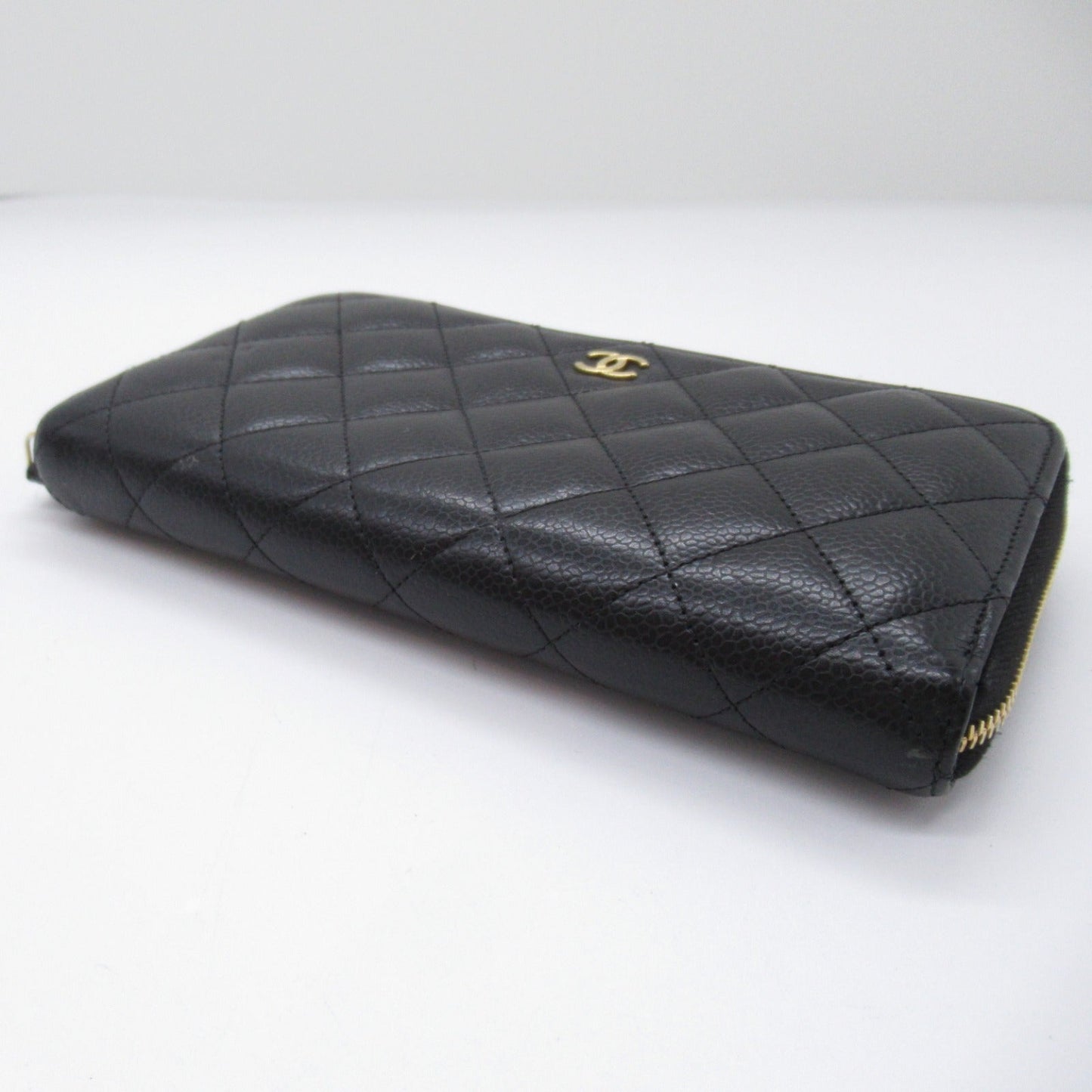 Chanel Chantal Matrasse Round Long Wallet Round Long Wallet Caviar S Black Ladies