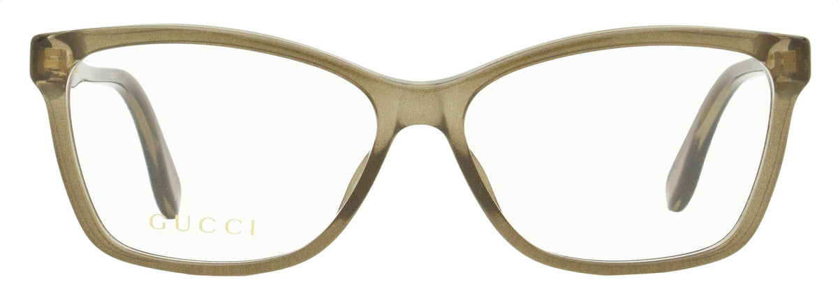 Gucci Women's Rectangular Eyeglasses GG0792O 005 Transparent Brown 55mm