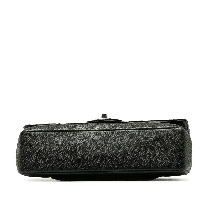 Chanel Matrace 25 Cocomark Double Flap ilver Chain Shoulder Bag Black Caviar S CHANEL