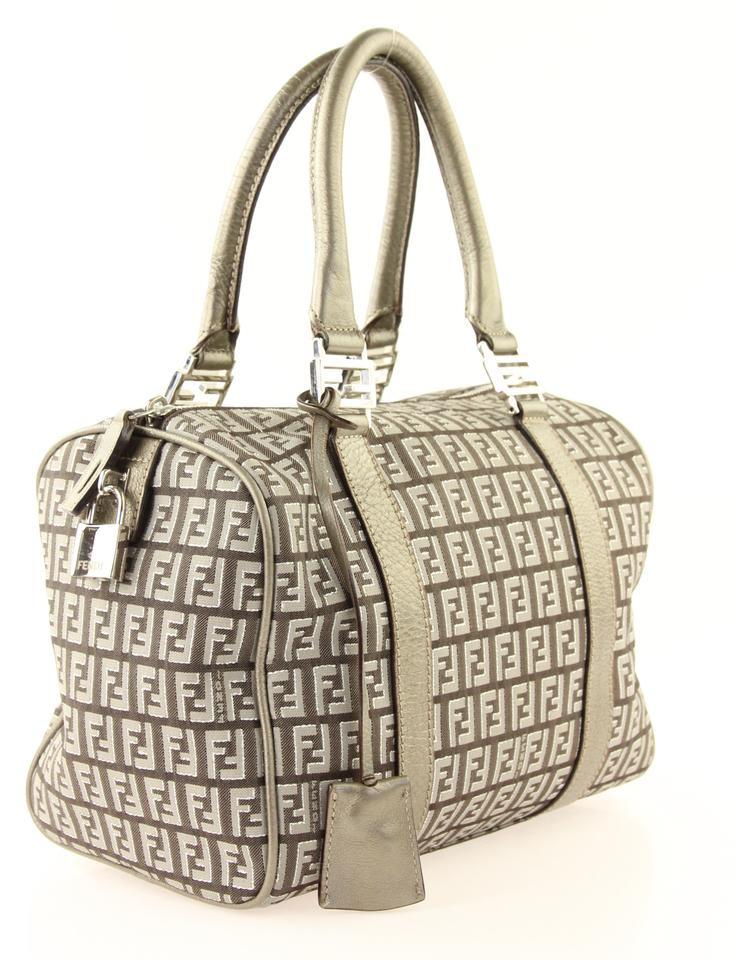 Fendi Small Forever Bauletto Zucchino Brown Canvas Satchel