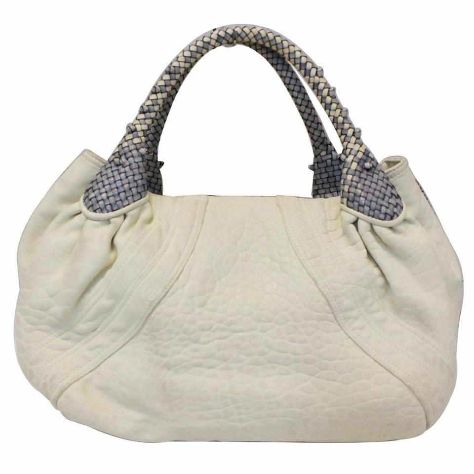 Fendi White Leather Satchel Shoulder Bag