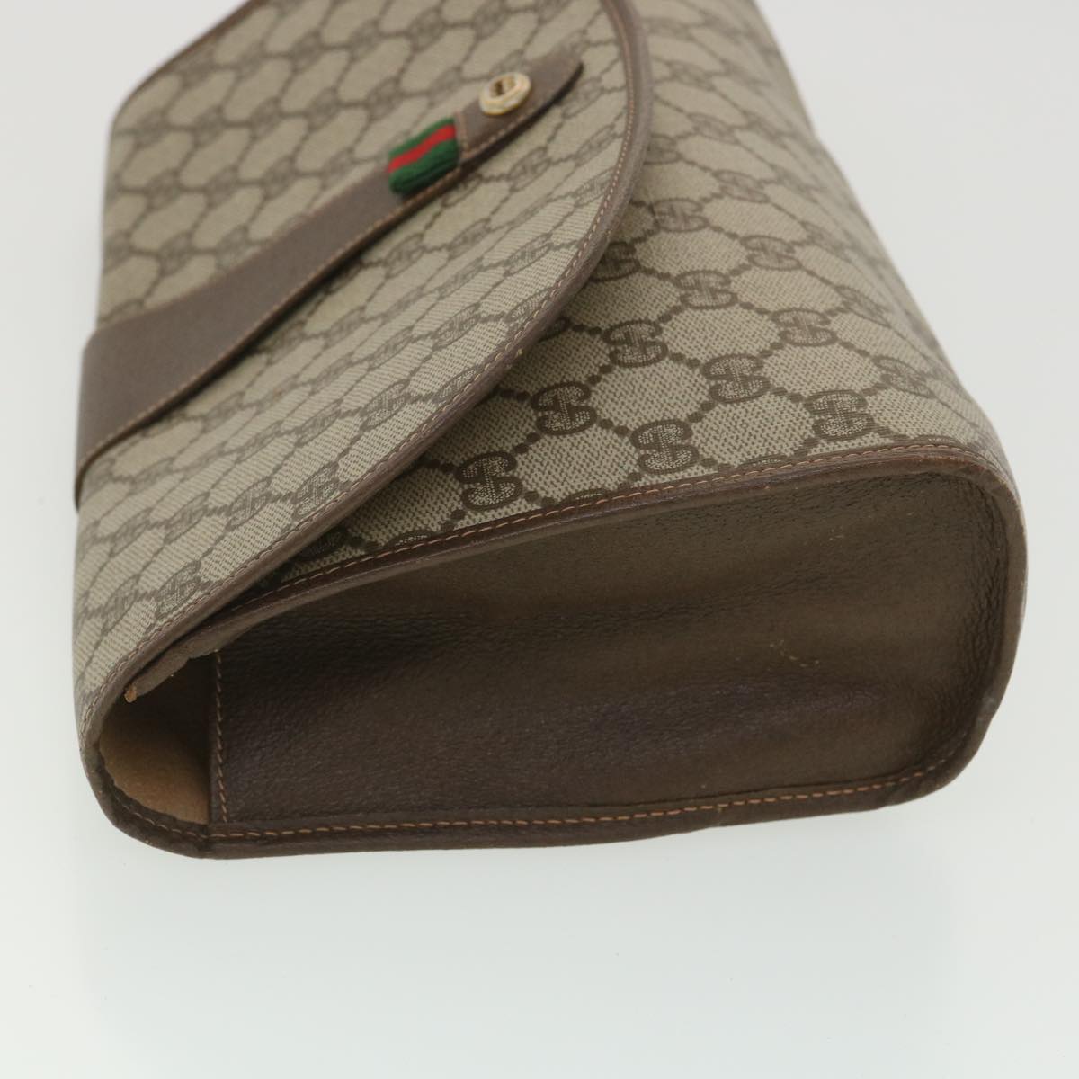 GUCCI GG Canvas Web Sherry Line Clutch Bag Beige Red 156.01.031 fm2132