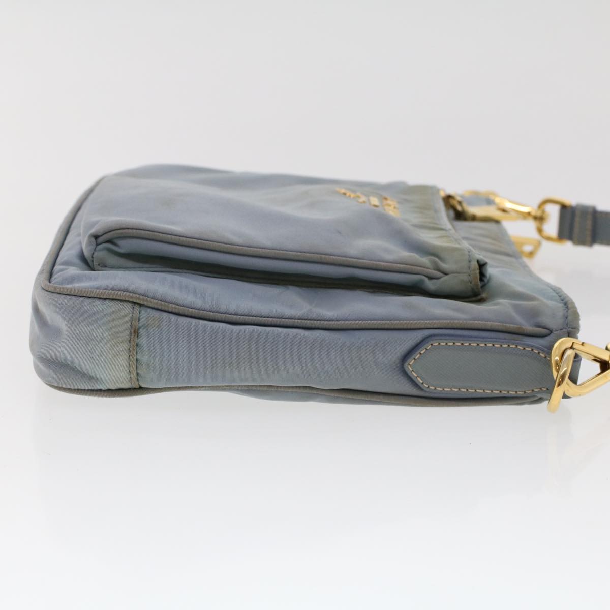 Prada Shoulder Bag Nylon Leather Blue fm2488