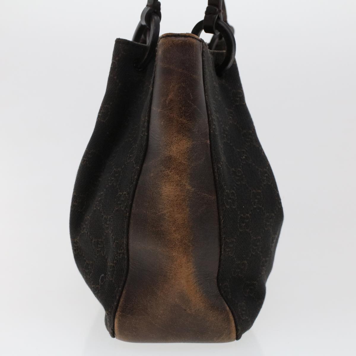GUCCI GG Canvas Tote Bag Canvas Leather Dark Brown fm2491