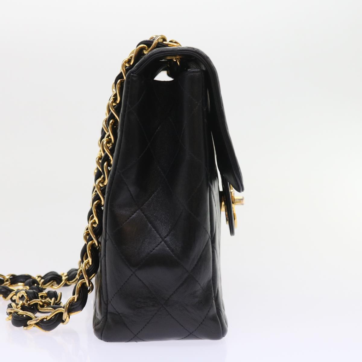 Chanel Big Matelasse Chain Shoulder Bag Leather Black CC Auth fm