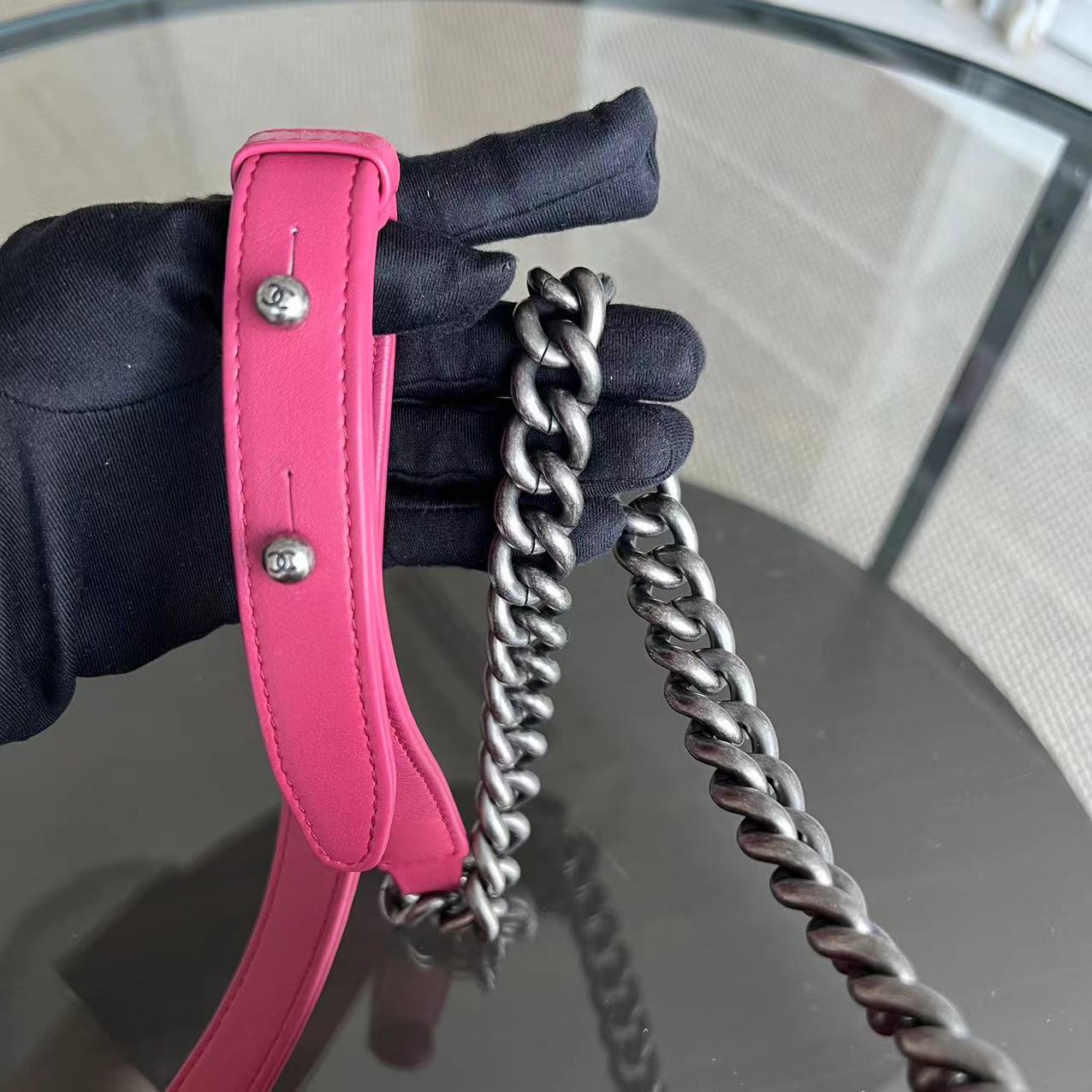 *Full Set, Receipt* Boy Small 20CM Quilted Calfskin Hot Pink RSHW No 26