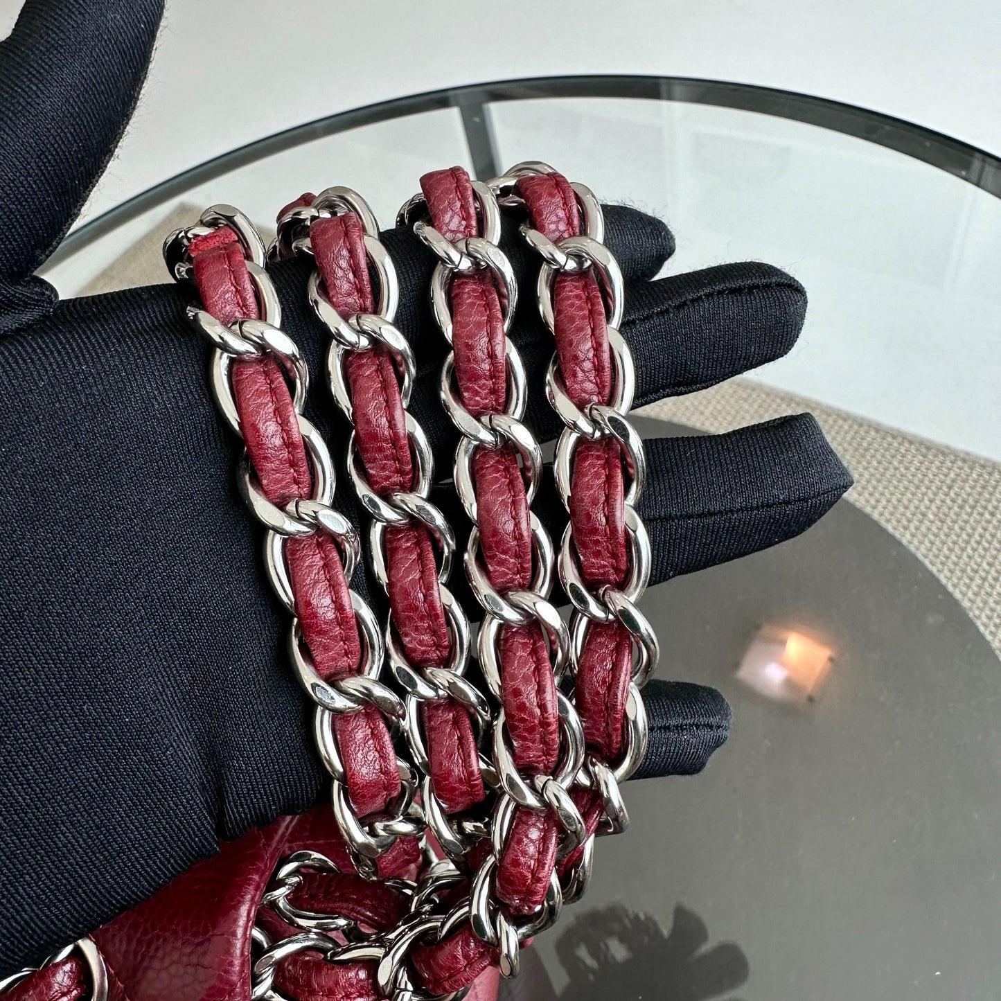 *Full Set, Receipt* Caviar Jumbo Double Flap Burgundy SHW No 14