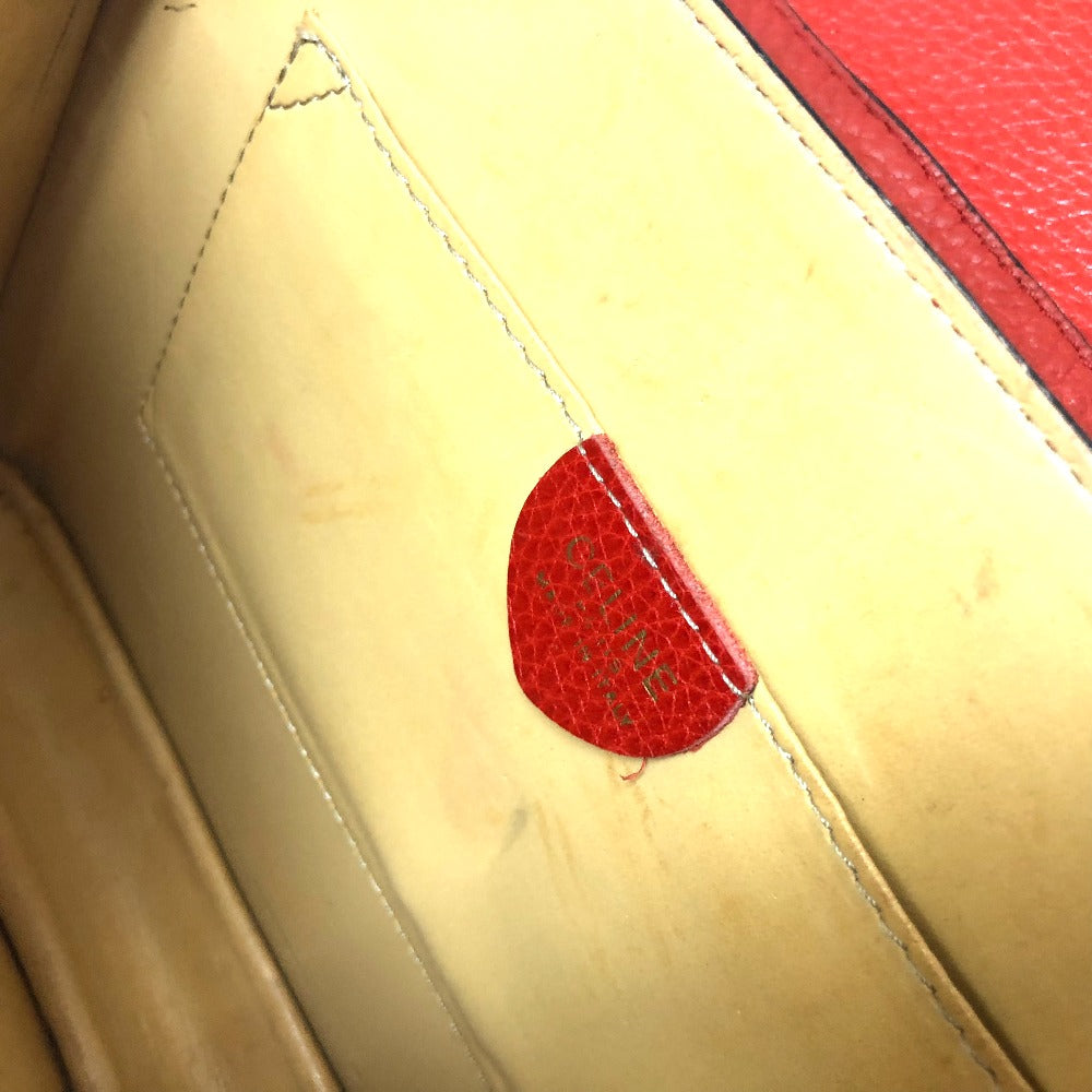 CELINE Shoulder Bag leather Red Crossbody bag vintage Women Secondhand