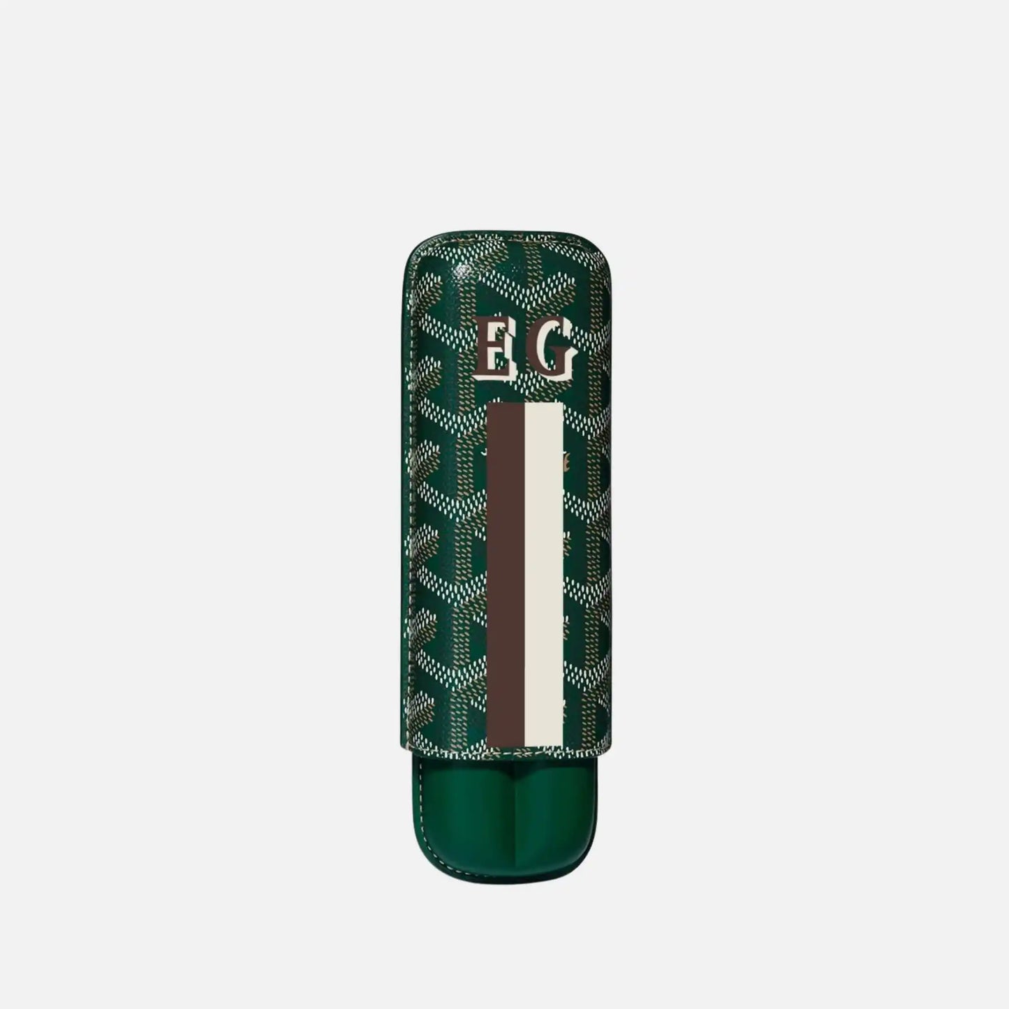 Goyard Churchill 2 Cigar Case Stripes and Initials, Green