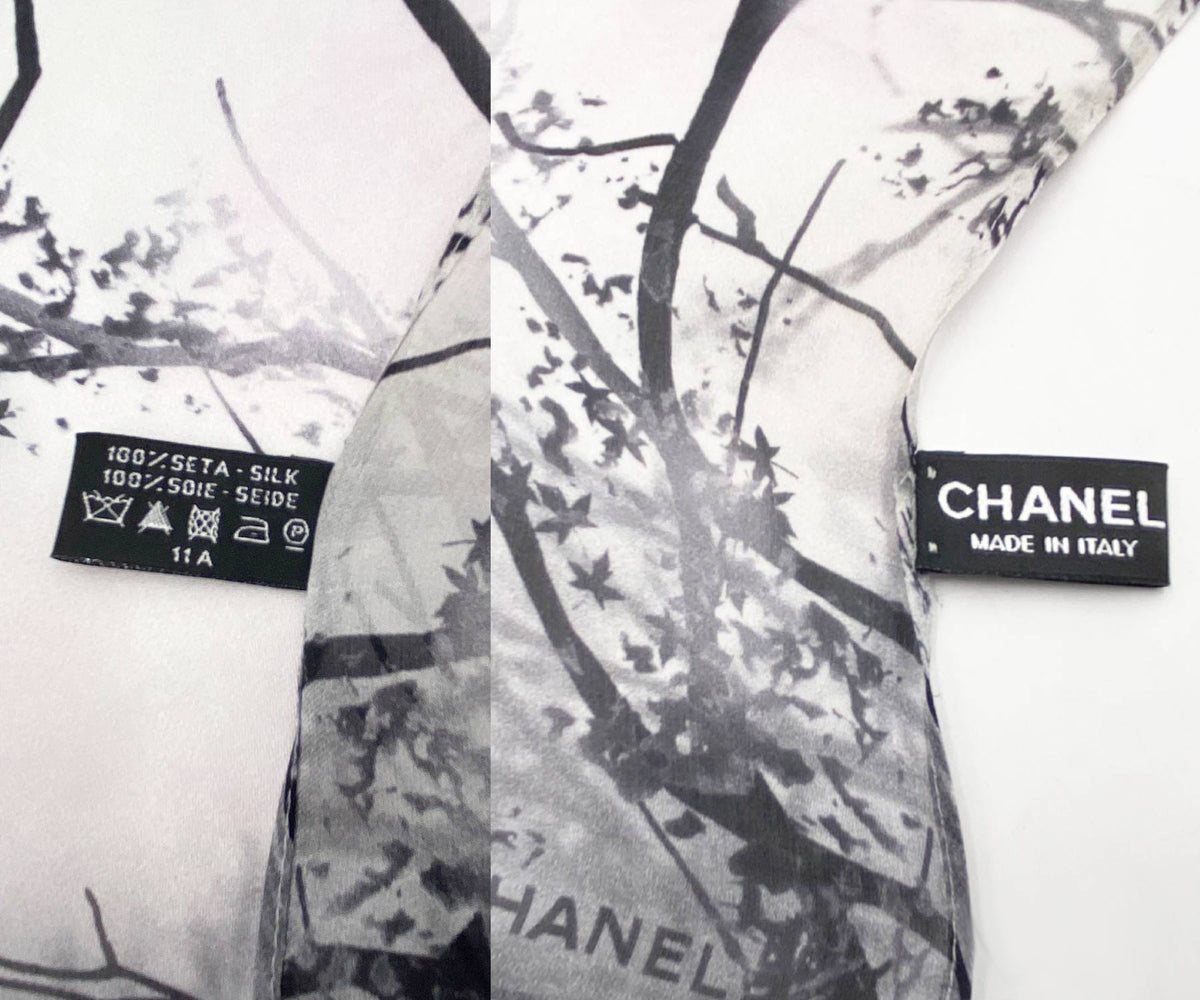 Chanel Brand New Grey CC Silk Small Scarf