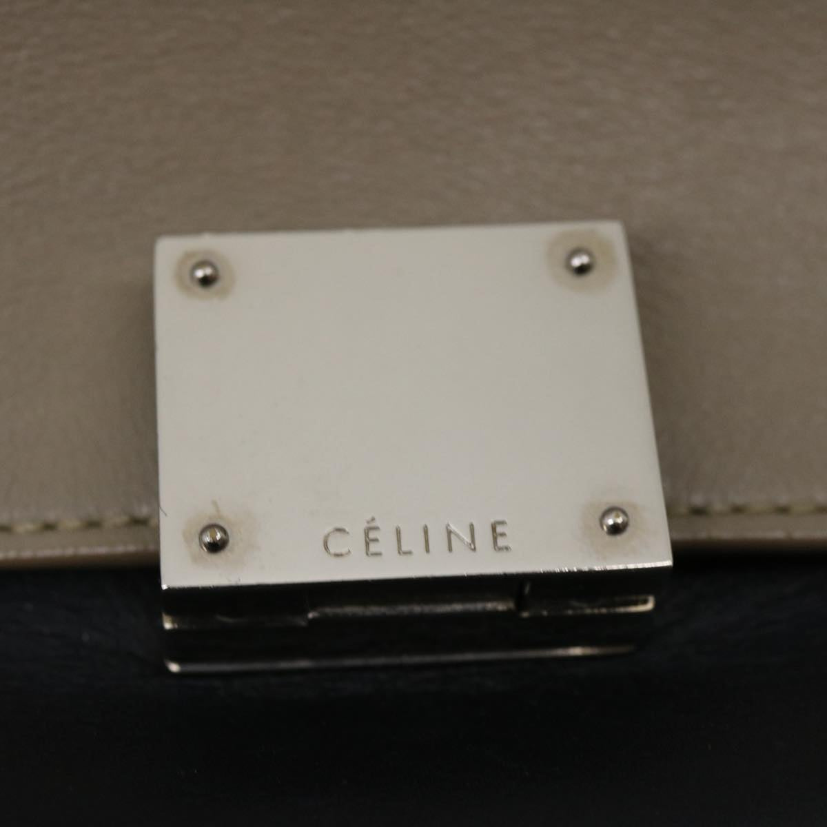 Celine Hand Bag Leather Suede Gray Navy am2375g