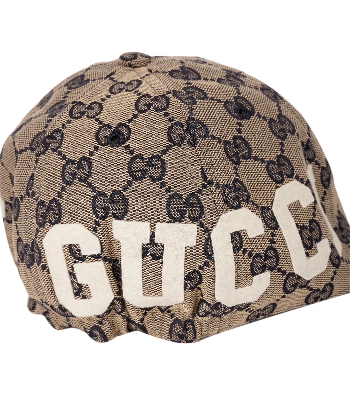 Gucci Navy & Beige GG Felt Logo Soft Baseball Hat ABL0024