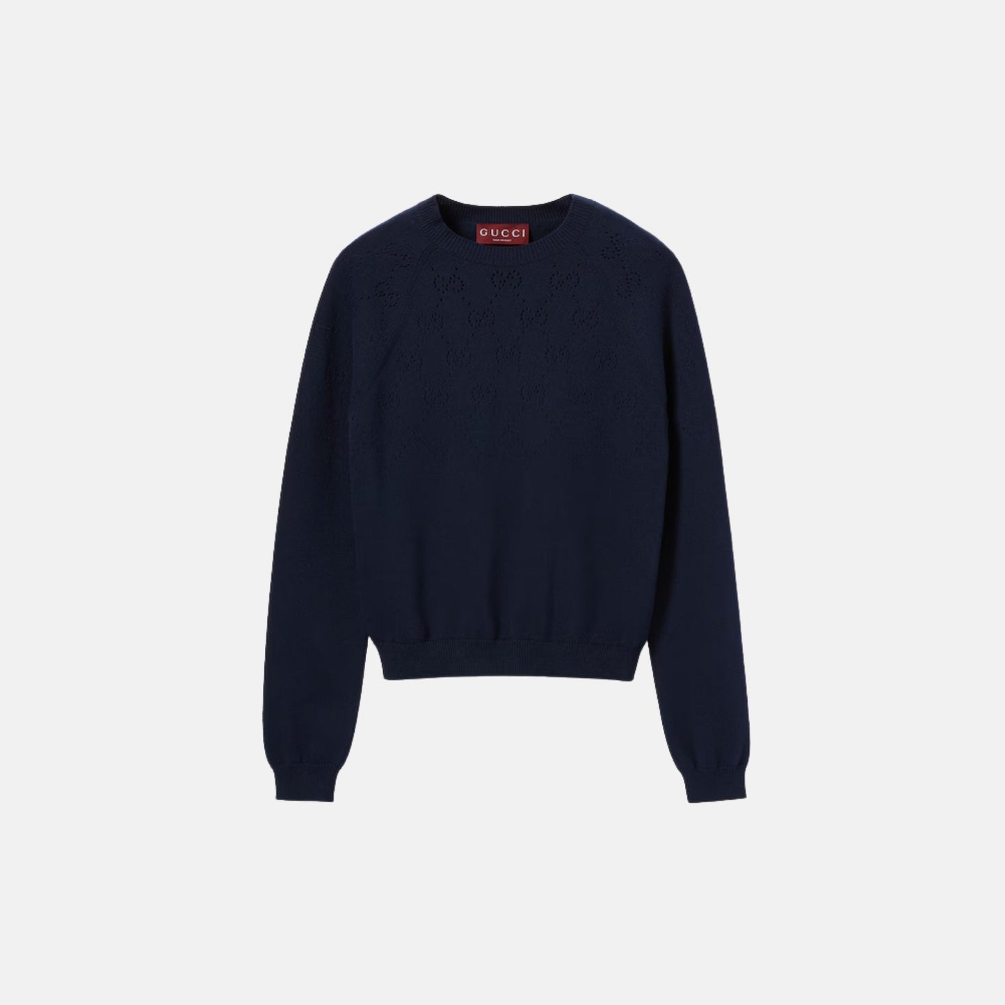 Gucci Cotton Crewneck Top With GG Argyle, Front