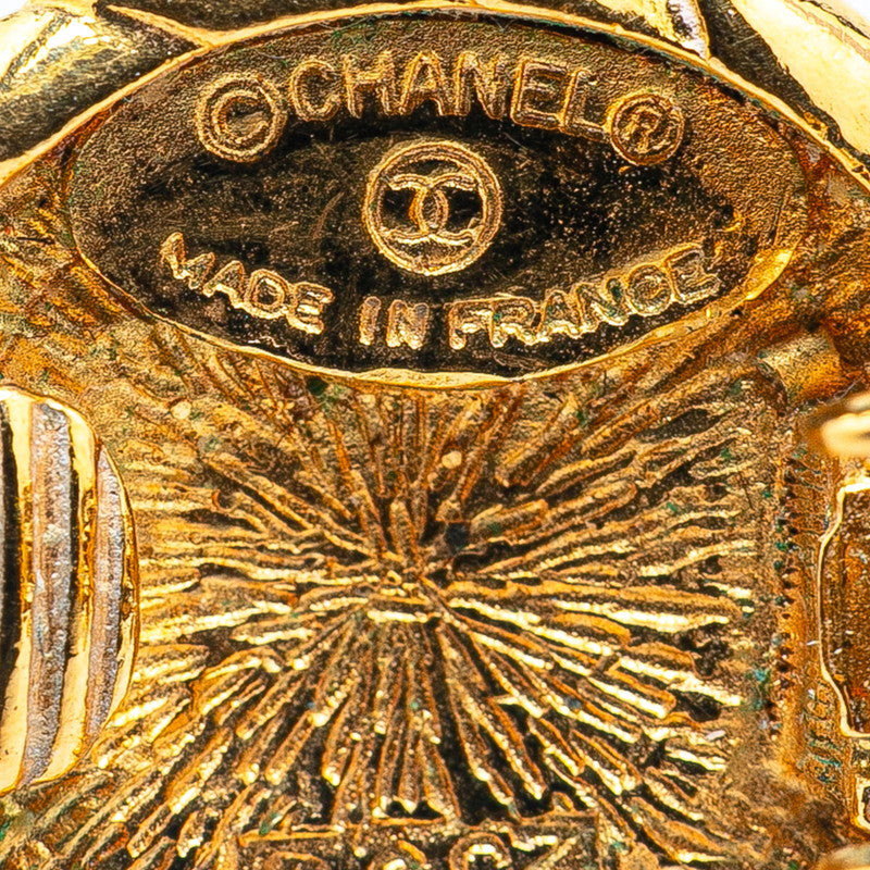 Chanel Gold Plated Coco Mark Round Earrings