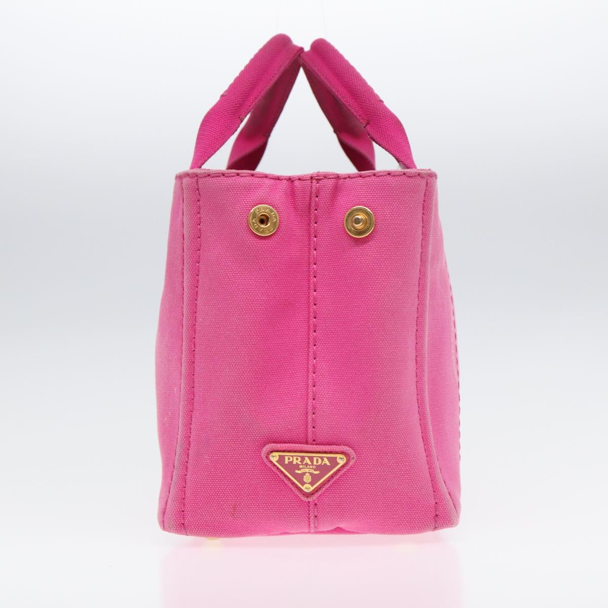PRADA Canapa PM Hand Bag Canvas Pink Auth hk1495