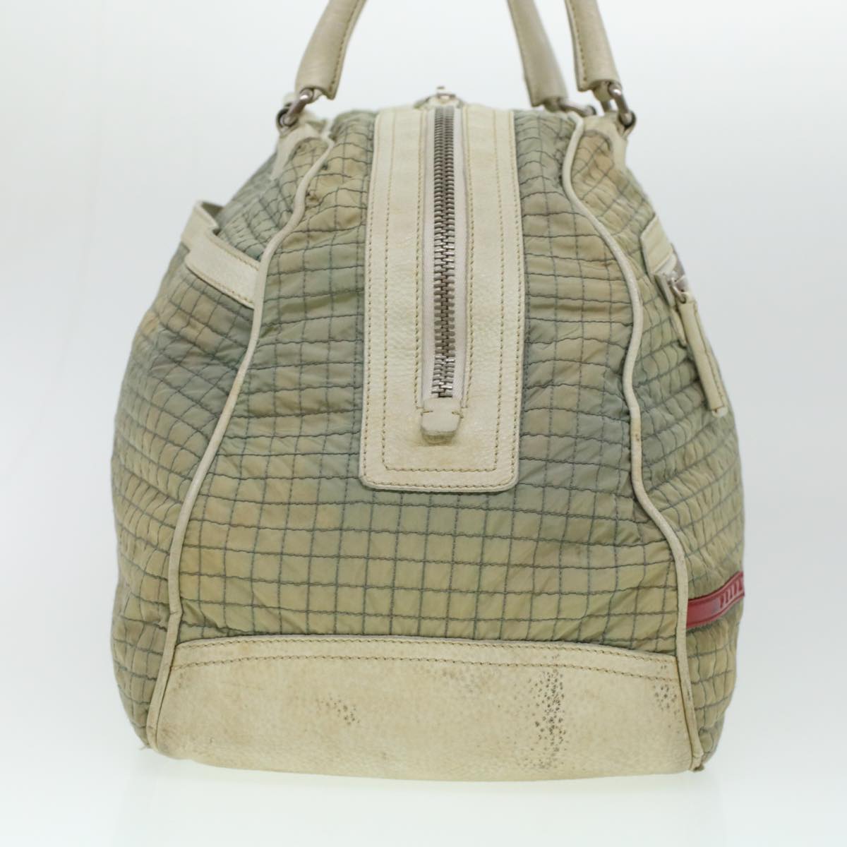 Prada Quilted Boston Bag Nylon Gray hk697
