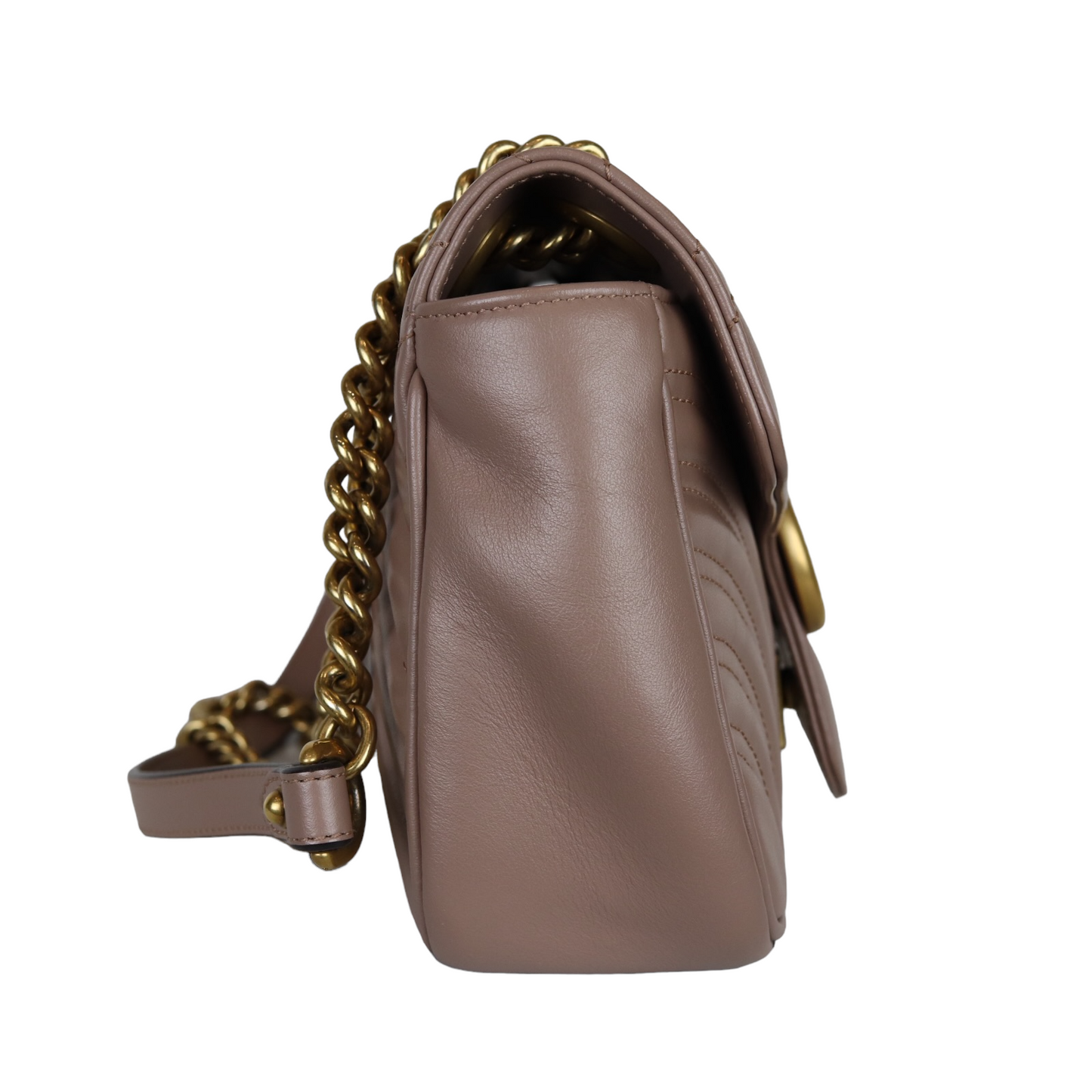 Gucci Small Marmont Matelassé Leather Beige GHW