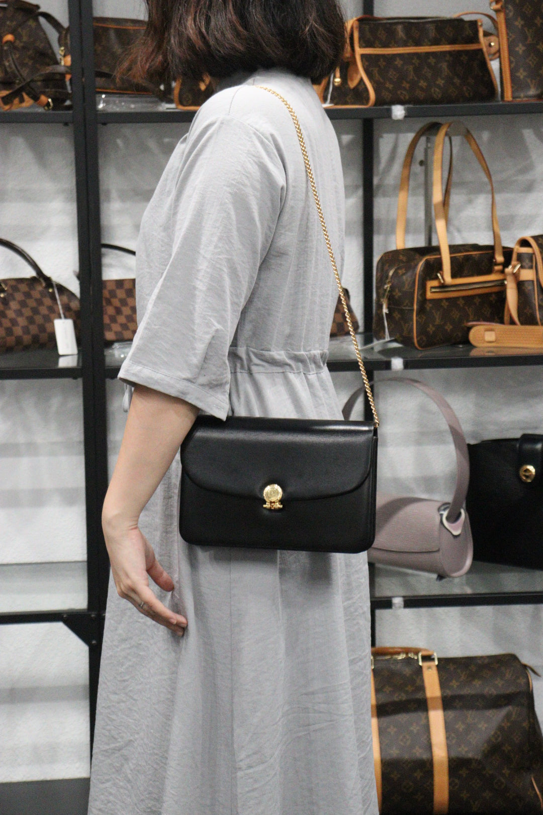 Rank AB | Dior Vintage Box Calf Shoulder Bag |V23070706