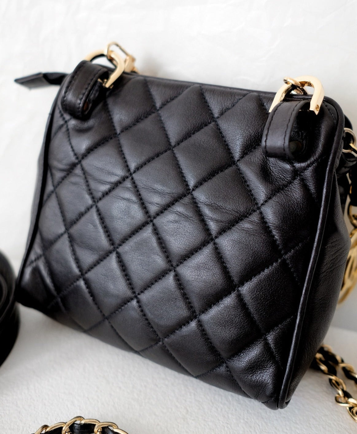 Chanel vintage quilted sheepskin CC belt bag